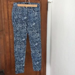 Blue Paisley Jeans With Gold Hardware